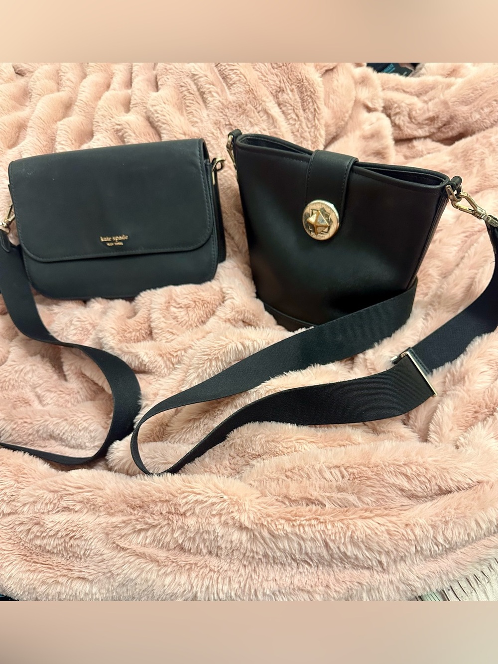 2 FOR 1 BOGO ——2 kate spade Black Leather Crossbody purses w/metallic accents